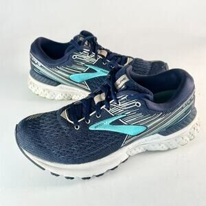 Brooks Adrenaline 19 Running Sneakers Walking Shoe Navy Blue Turquoise Women 7.5